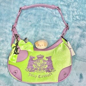 NWT Goth Barbie Green and Lavender Purple Hollyhock Twig Dogs Chain Shoulder Bag